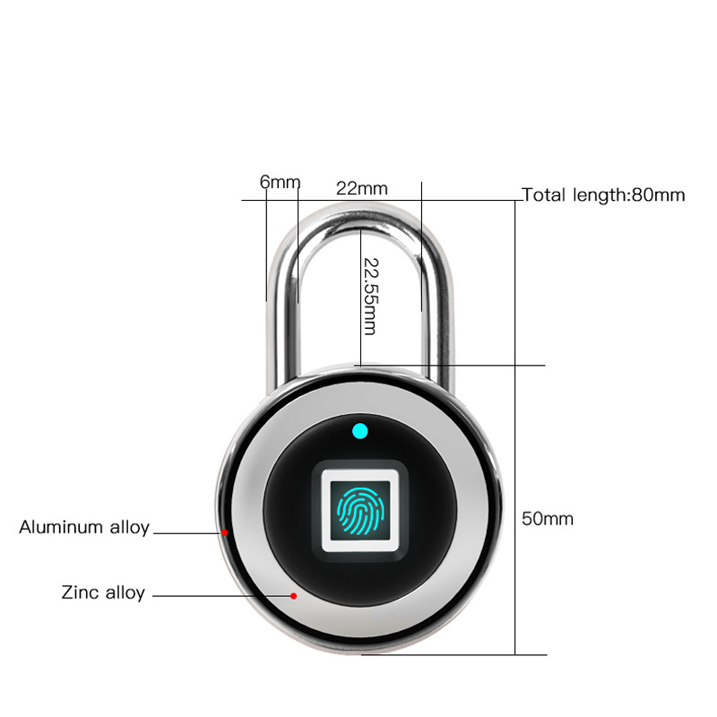 Fingerprint Padlock Thumbprint Lock USB Rechargeable IP65 Waterproof smart padlock