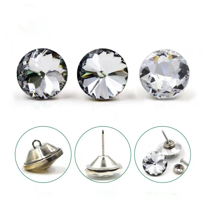 18/20/25/30MM Crystal Acrylic Nails Diamond Pattern glass Crystal Buttons Upholstery Nail Stud Bag Sofa Bed Headboard