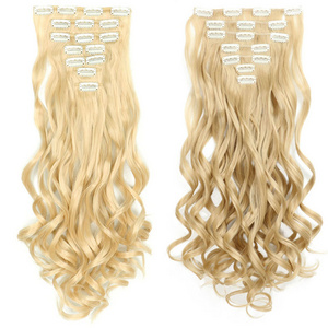 Synthetic Fiber Hair Extension 7 Pieces Clip Hair Long Curly Wig Invisible Clip Thick Hairpieces Hair For Women