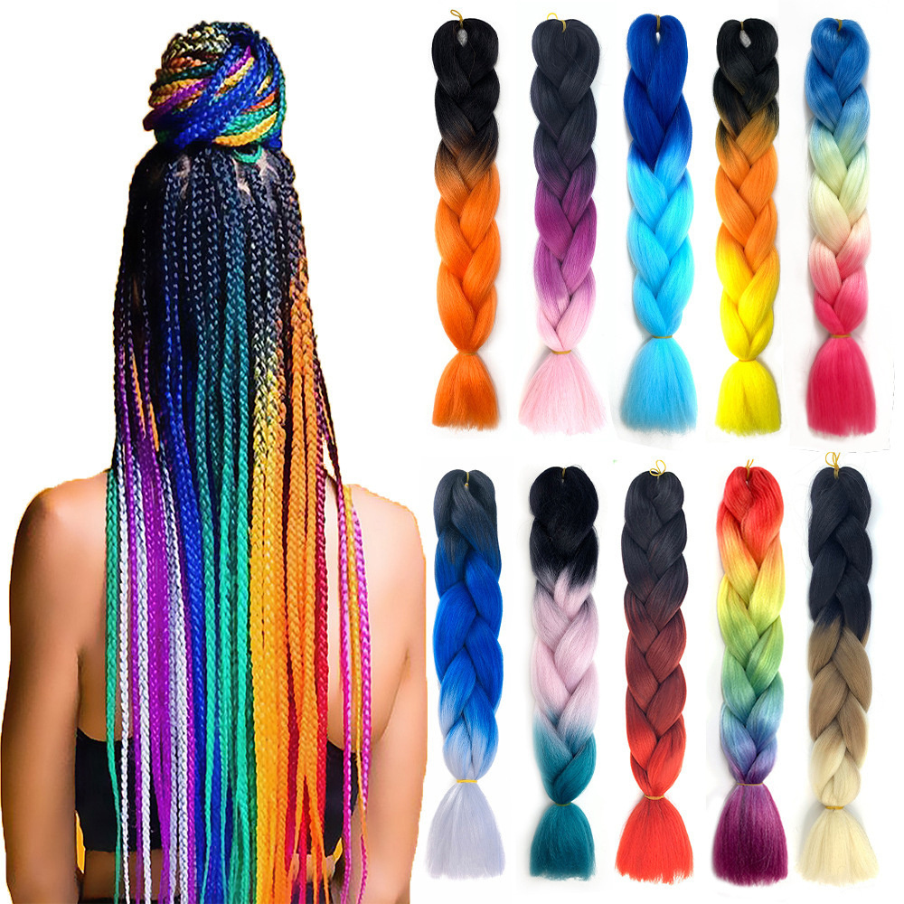 1$ Sample Hair Extension Wholesale for African Braids Ombre Expression Jumbo Hair Braid Synthetic Braiding Hair Extensions