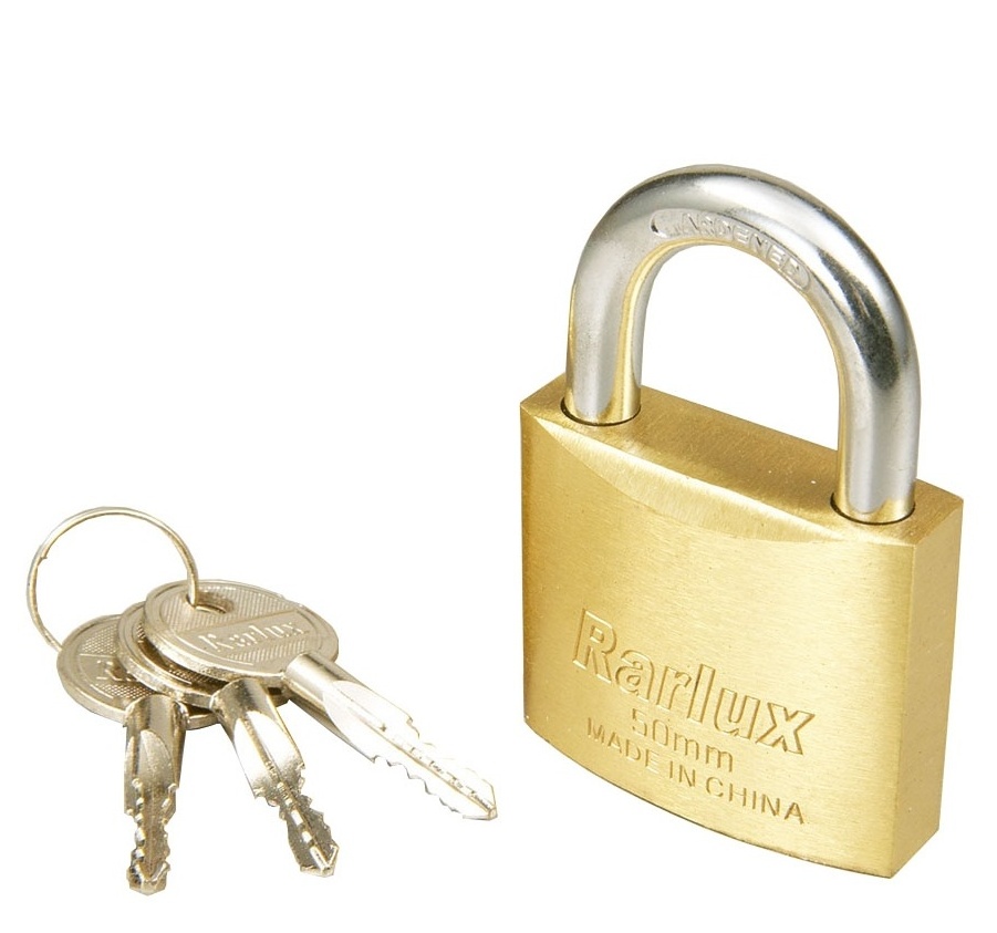 Rarlux European Short Shackle Top Security Solid padlock  Nickle plated steel Crossed keys Brass Padlock