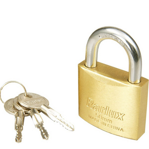 Rarlux European Short Shackle Top Security Solid padlock  Nickle plated steel Crossed keys Brass Padlock