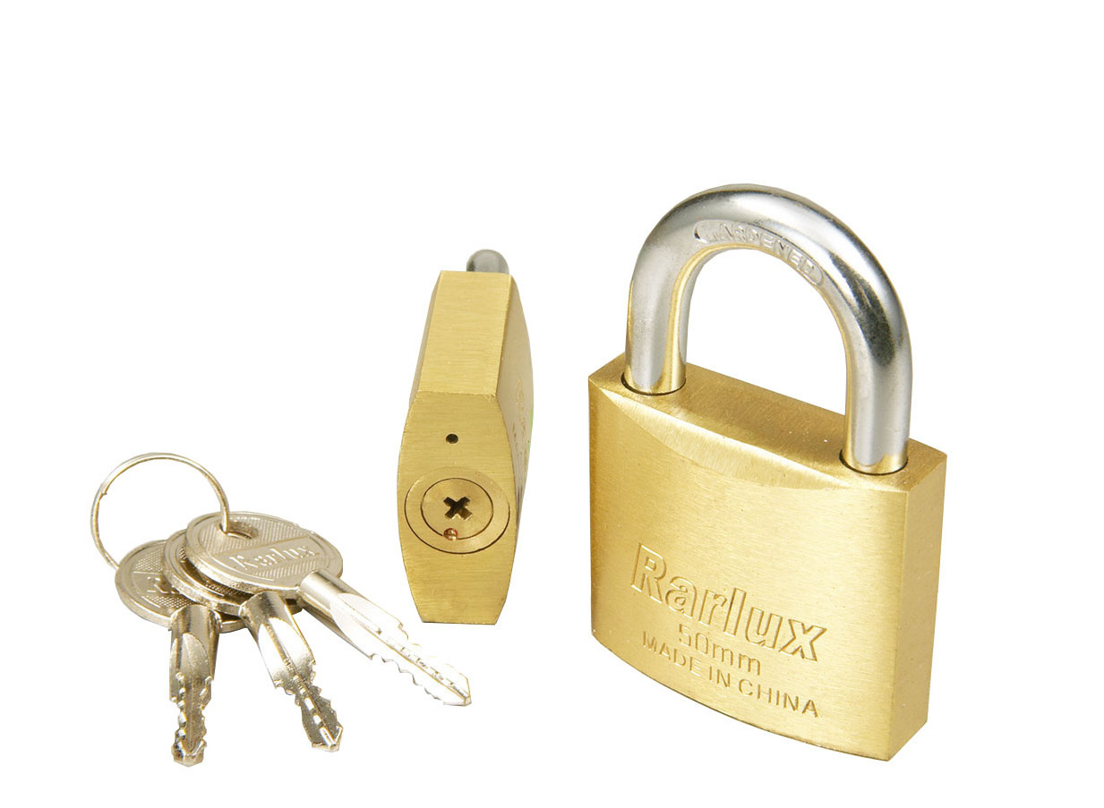 Rarlux European Short Shackle Top Security Solid padlock  Nickle plated steel Crossed keys Brass Padlock