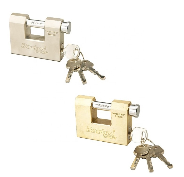 Rarlux Heavy Duty Steel Shackle solid padlock D Type candado Rectangular Brass Padlock