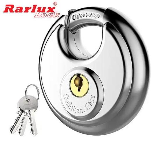 Rarlux Hot Sale Disc Padlock Heavy Duty Waterproof Anti-theft Stainless Steel Round Disc Door Padlocks  for Storage, Gym, School