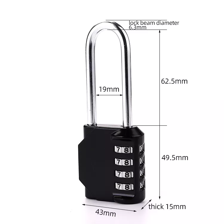 Locks manufacturer 4 Digit Code Longe shackle zinc alloy lock keyless antitheft password combination padlock