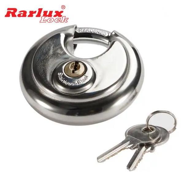 Rarlux 80mm Hot Sale Disc Padlock Heavy Duty Waterproof Anti-theft Stainless Steel Round Disc Door Padlocks