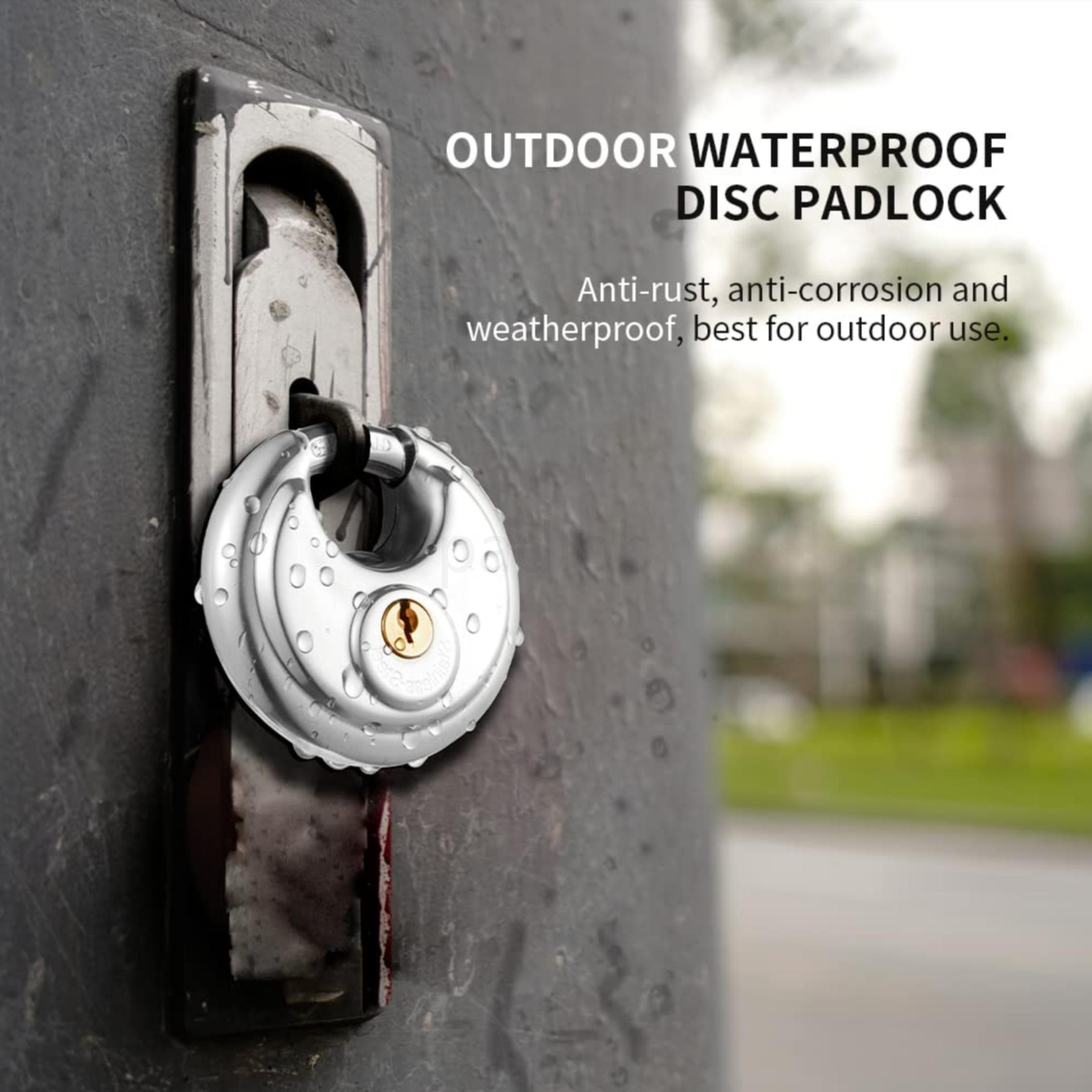 Rarlux 80mm Hot Sale Disc Padlock Heavy Duty Waterproof Anti-theft Stainless Steel Round Disc Door Padlocks