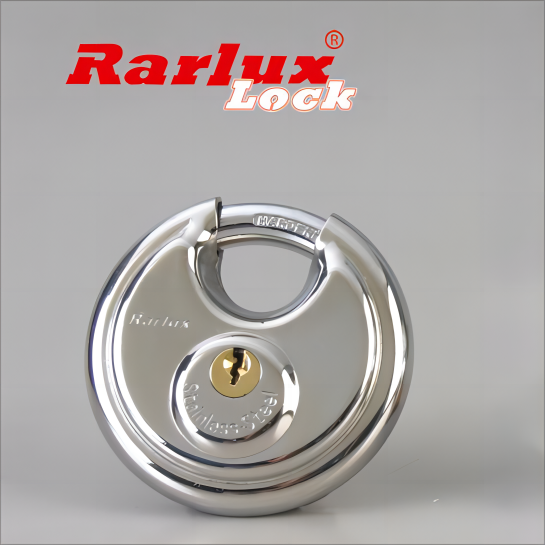 Rarlux 80mm Hot Sale Disc Padlock Heavy Duty Waterproof Anti-theft Stainless Steel Round Disc Door Padlocks