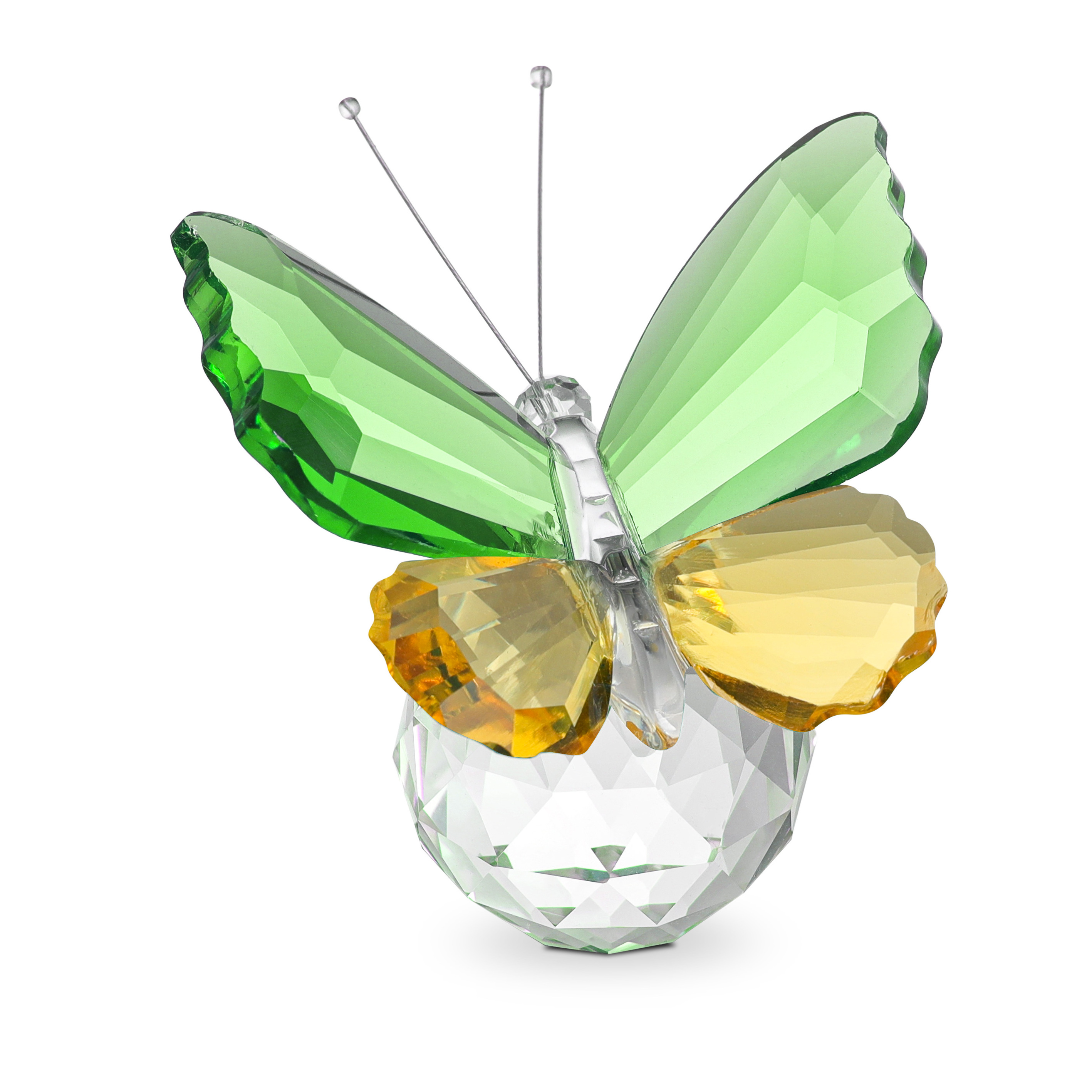 Crystal Flying Butterfly with Crystal Ball Base Figurine Collection Cut Glass Ornament Statue Animal Collectible