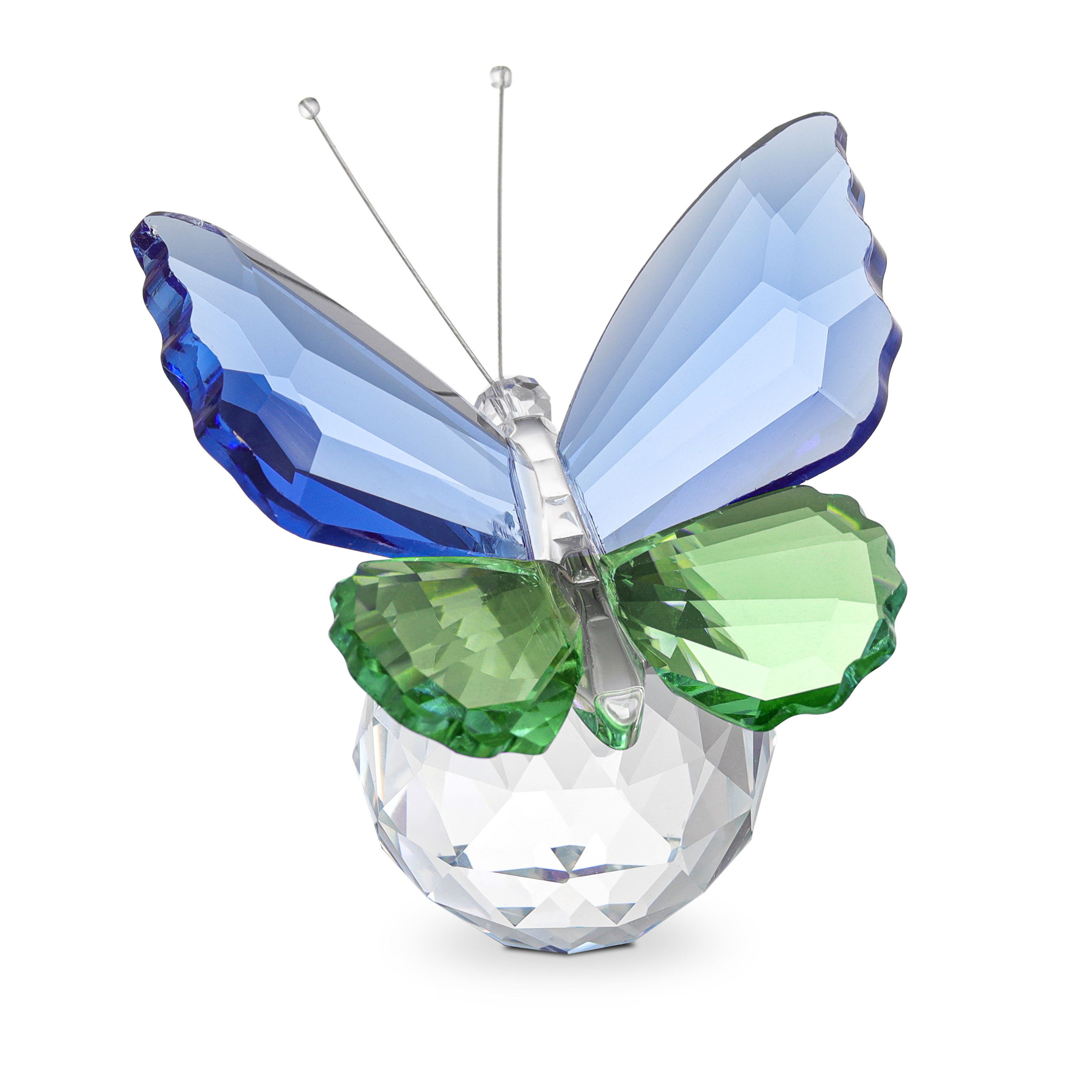 Crystal Flying Butterfly with Crystal Ball Base Figurine Collection Cut Glass Ornament Statue Animal Collectible