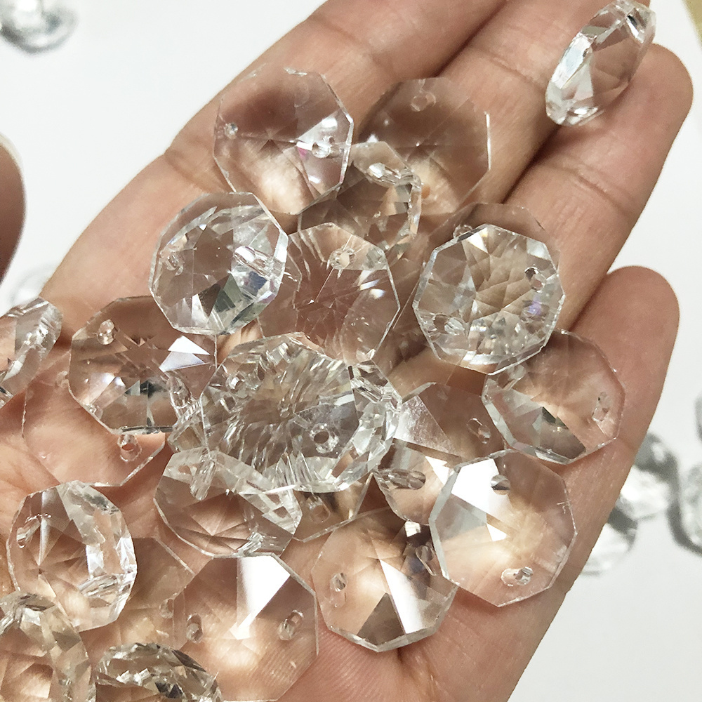 Wholesale Cheap price high quality loose curtain 14mm octaginal bead plastic crystal beads