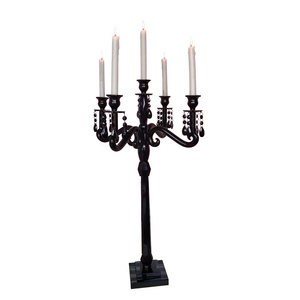 Wholesale crystal Candlestick holder 5 arms black crystal table candelabra