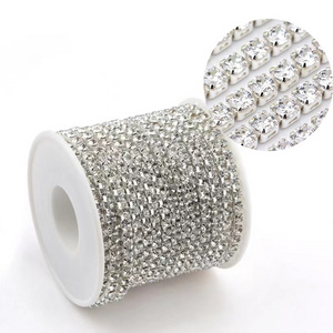 Wholesale ss4-ss16 Crystal Ab Close Silver Gold Base Rhinestone Cup Chain Rhinestone Trimming For Garment Accessories