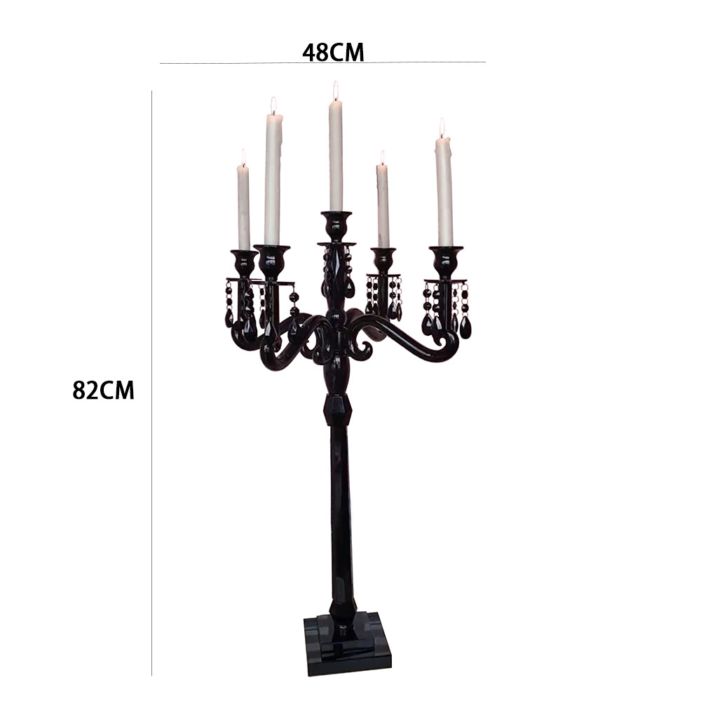 Wholesale crystal Candlestick holder 5 arms black crystal table candelabra