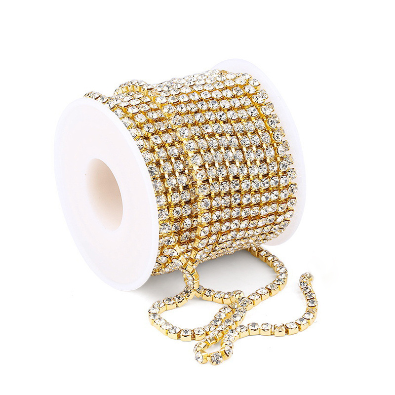 Wholesale ss4-ss16 Crystal Ab Close Silver Gold Base Rhinestone Cup Chain Rhinestone Trimming For Garment Accessories