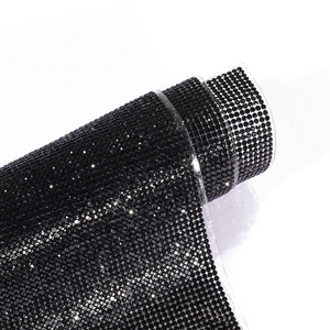 Wholesale Ss6 Glass Hot Fix Rhinestone 20*24cm Self-adhesive Rhinestone Mesh Sheets Crystal Stone