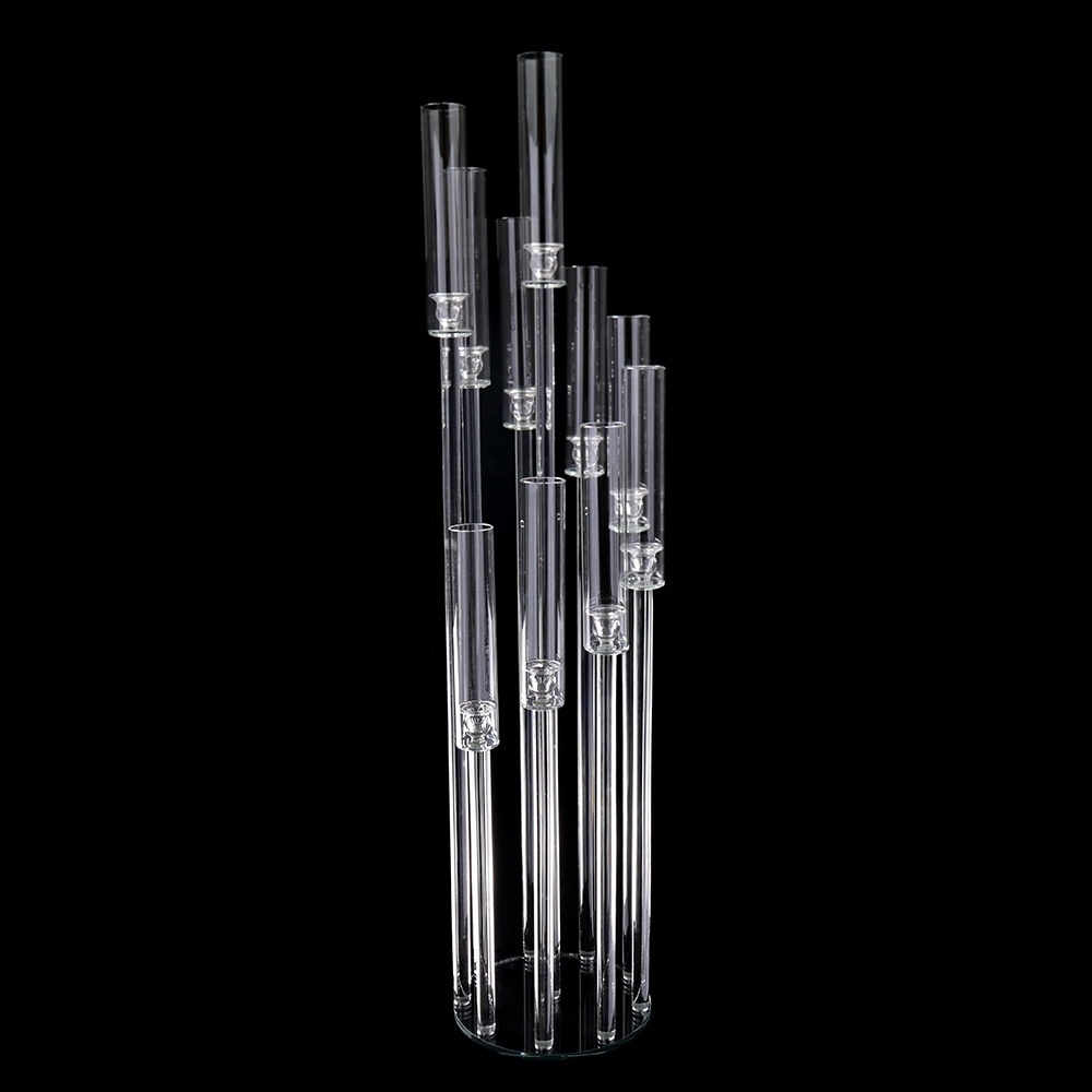 MH-ZT0125   10 Sticks Crystal Pillar Candelabra Wedding Decoration Crystal Centerpieces Candle Holder