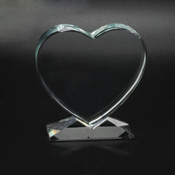 MH-JB112 Hot Selling Customized Logo Classical Heart Shape Blank Glass Plaque Awards K9 Custom Crystal Trophy