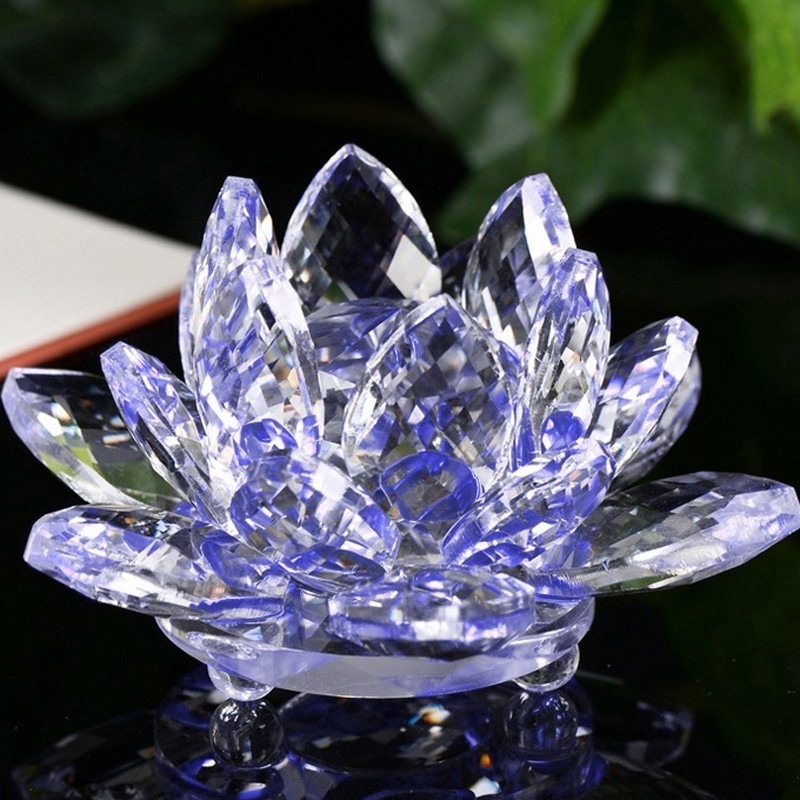 Wedding Decor Gifts Souvenir 60mm Artificial Quartz Crystal Glass Lotus Flower Crafts Ornaments