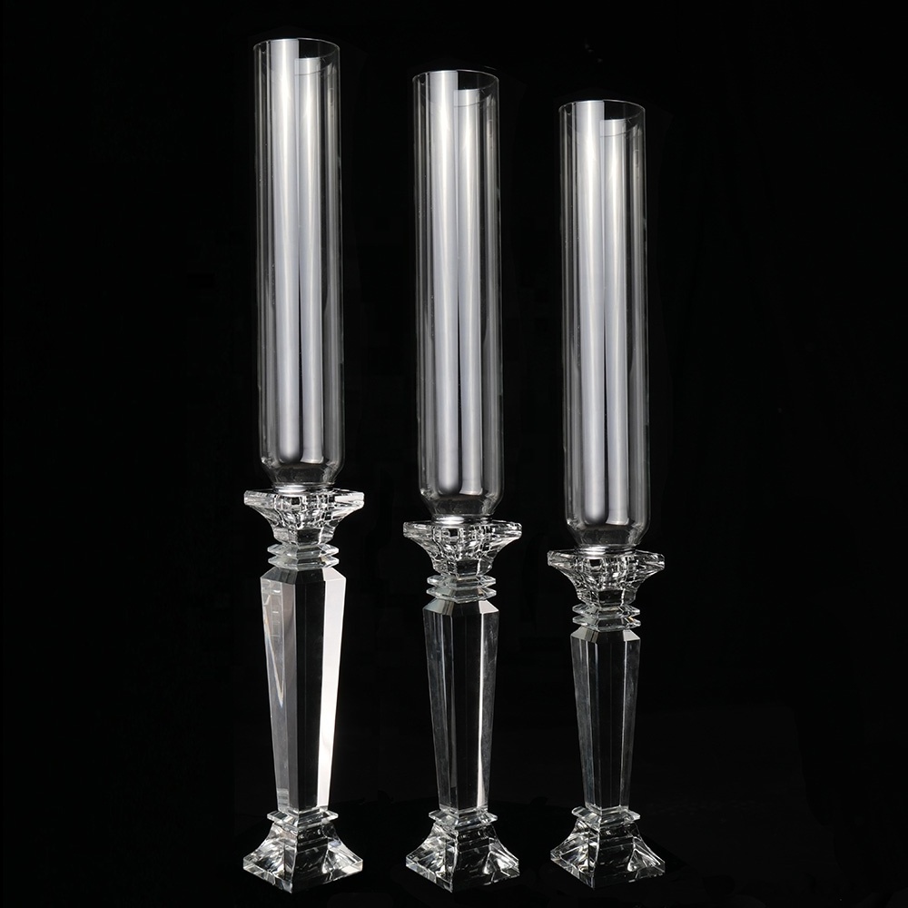 Mh-zt0134 Tall Glass Tubes Crystal Pillar Candle Holders For Decoration