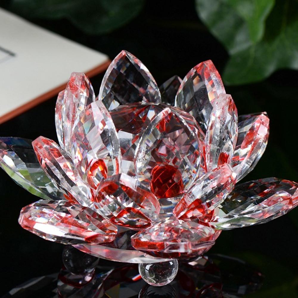 Wedding Decor Gifts Souvenir 60mm Artificial Quartz Crystal Glass Lotus Flower Crafts Ornaments