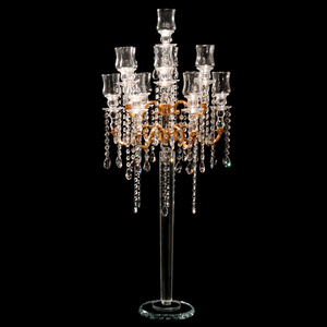 MH-ZT323 13 arms Crystal Gold Metal Table Standing Candelabra Candle Holder candelabra centerpieces wedding