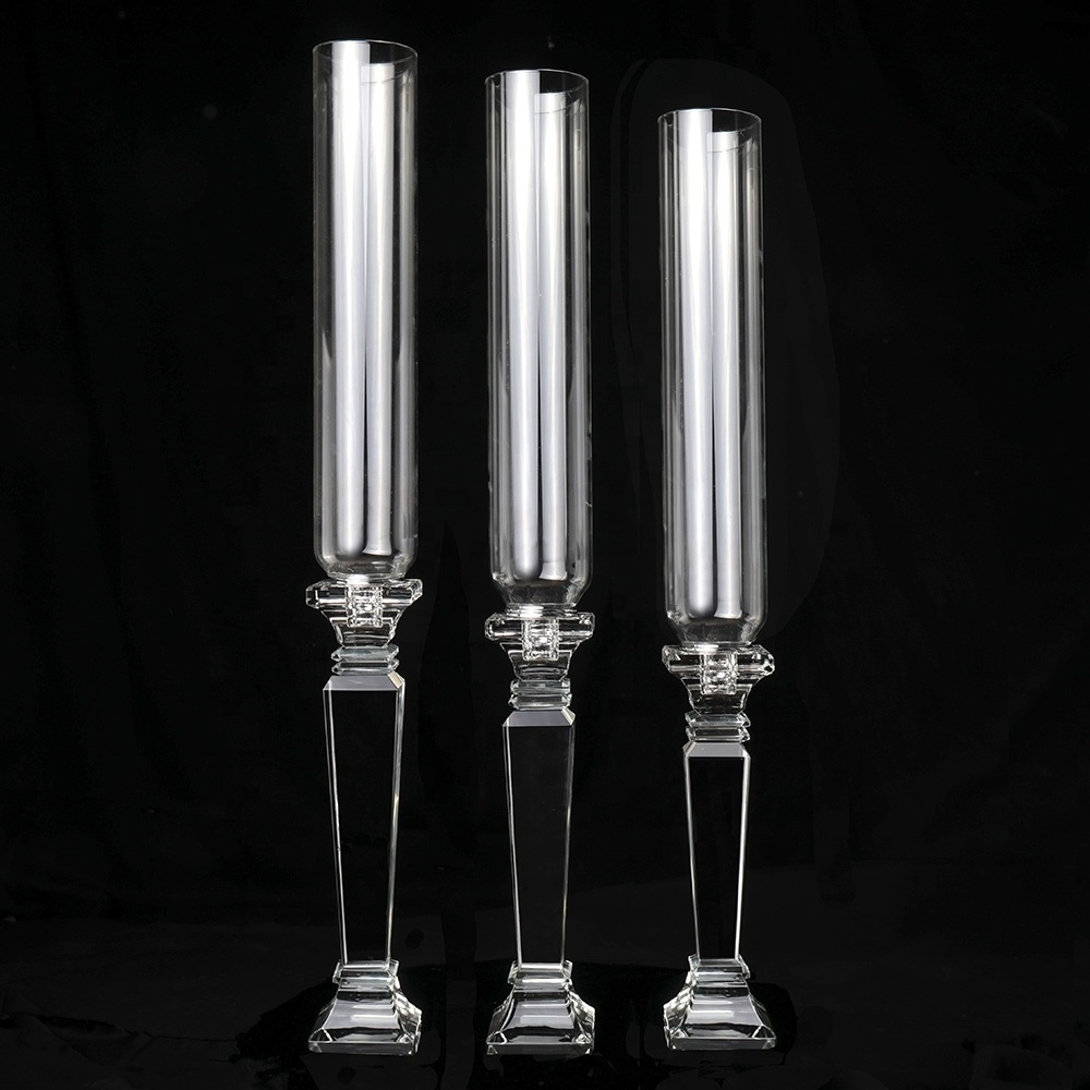 Mh-zt0134 Tall Glass Tubes Crystal Pillar Candle Holders For Decoration