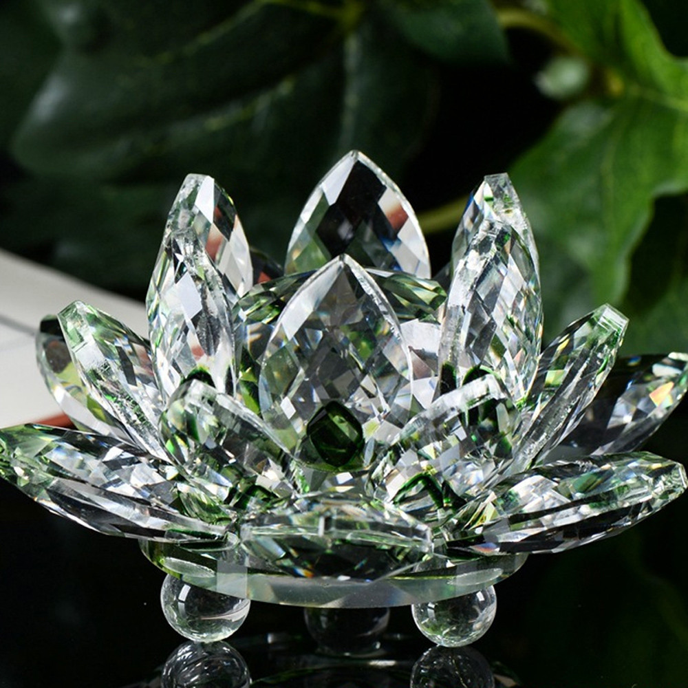 Wedding Decor Gifts Souvenir 60mm Artificial Quartz Crystal Glass Lotus Flower Crafts Ornaments