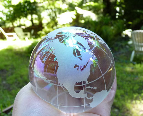 MH-BL064 personalized crystal globe ball with engraving map decoration crystal glass ball