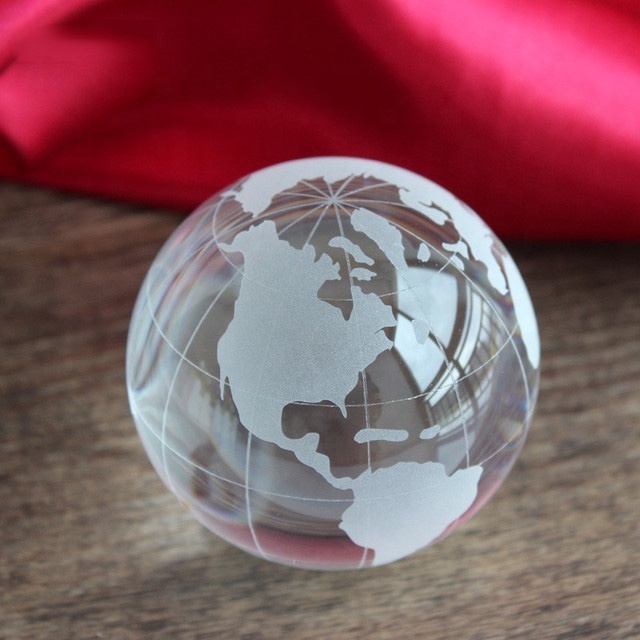 Mh-q0106 K9 Crystal Earth Globes Clear World Ball Glass Globe Sphere Earth Ball Crystal Glass Globe Ball