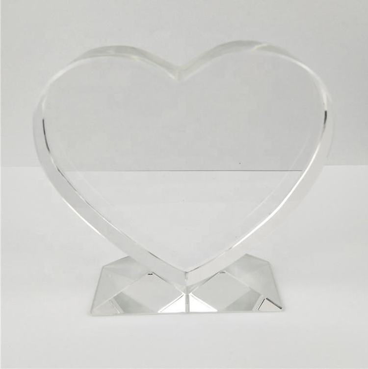 MH-JB112 Hot Selling Customized Logo Classical Heart Shape Blank Glass Plaque Awards K9 Custom Crystal Trophy