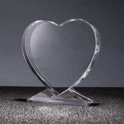 MH-JB112 Hot Selling Customized Logo Classical Heart Shape Blank Glass Plaque Awards K9 Custom Crystal Trophy