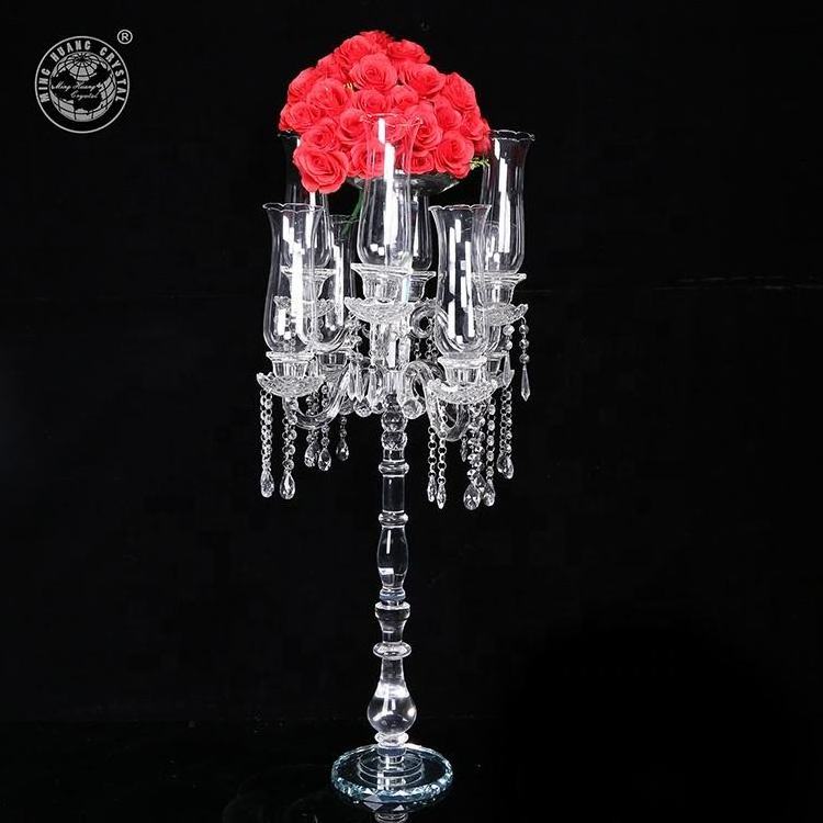 Hurricane Crystal Candelabra Centerpieces Wedding Crystal Candle Holder With Hurricane Lamp And Curve Flower Bowl