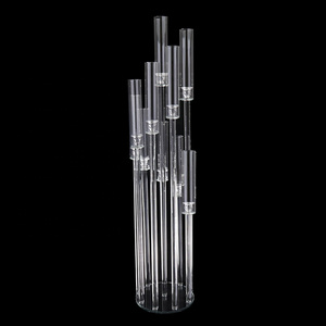 MH-ZT0125   10 Sticks Crystal Pillar Candelabra Wedding Decoration Crystal Centerpieces Candle Holder