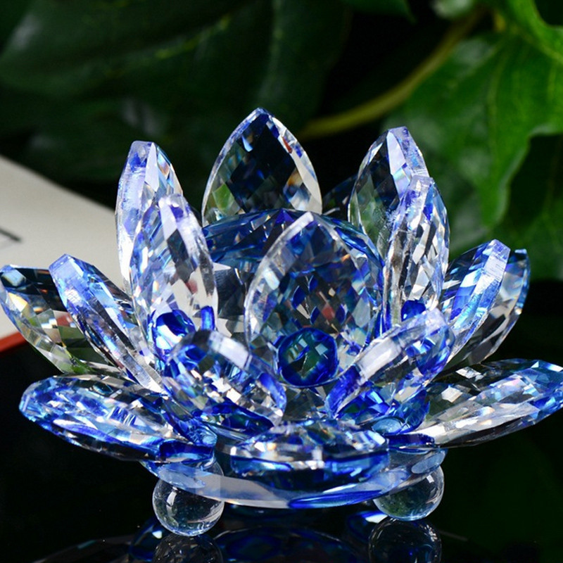 Wedding Decor Gifts Souvenir 60mm Artificial Quartz Crystal Glass Lotus Flower Crafts Ornaments