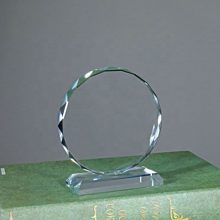 Mh-jb0117 Engraving Logo Souvenir Gift Clear Crystal Round Award Trophy Glass Plaque