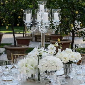 MH-ZT149 Modern Cheap Crystal Candle Holders Wholesale 5 Arms Crystal Clear Candelabra For Wedding Table Centerpieces