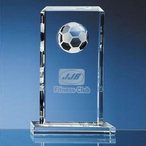 MH-JB0015 sport crystal basketball award trophy Optical Crystal Football Rectangle Award