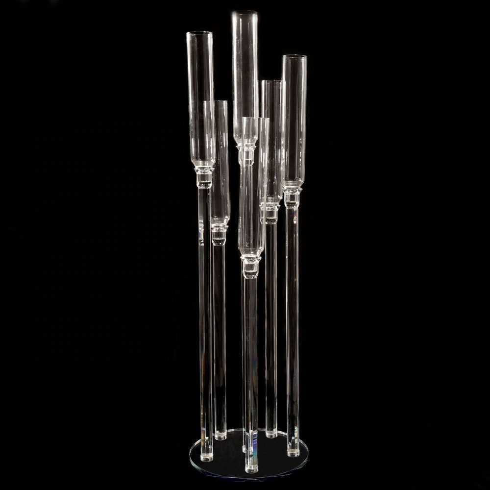 MH-Z200  6 Pillar crystal wedding candlestick crystal candelabra with a centerpiece Crystal Candle Holder