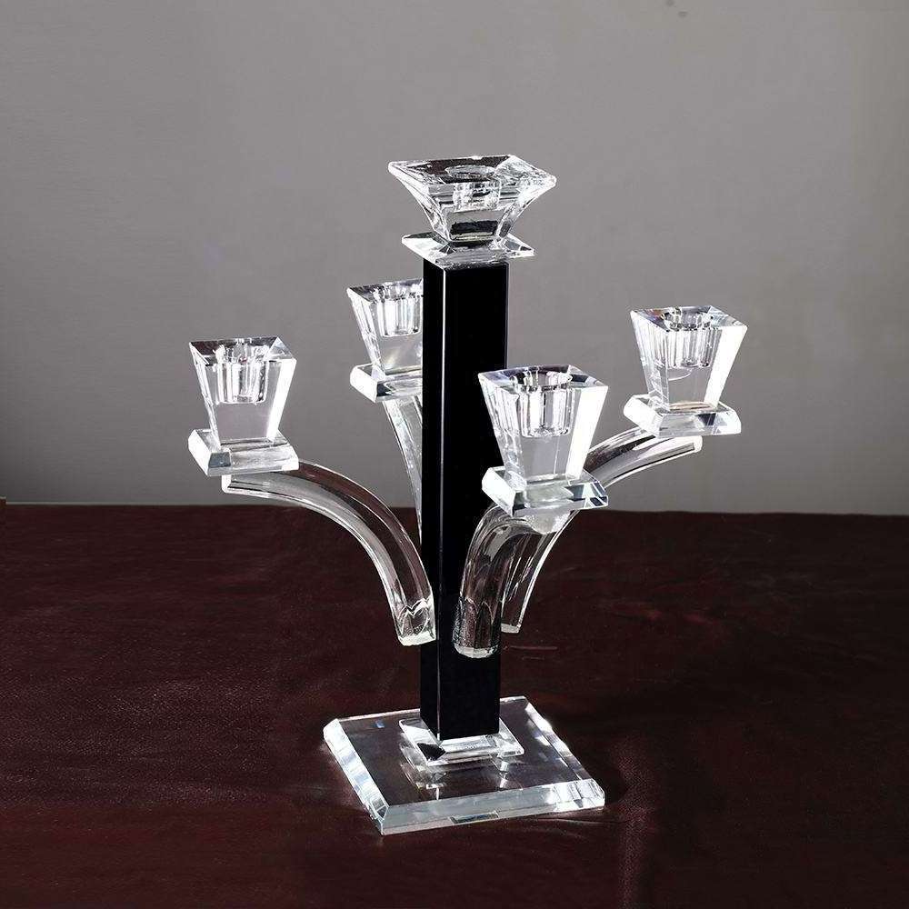 crystal wedding centerpiece home/wedding decoration black 5 arm crystal candelabra