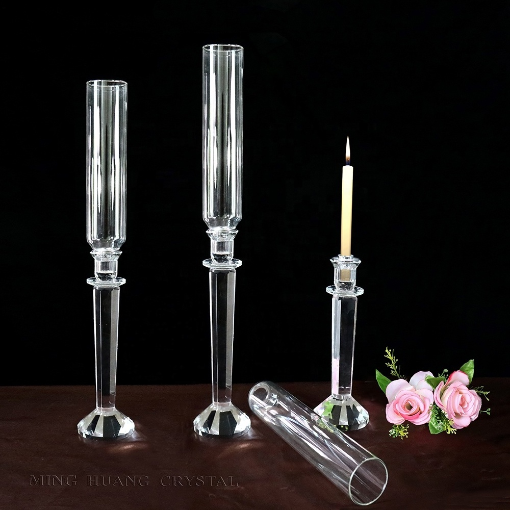 MH-Z054 Hot sale Wedding favors glass crystal decoration Small candle holder