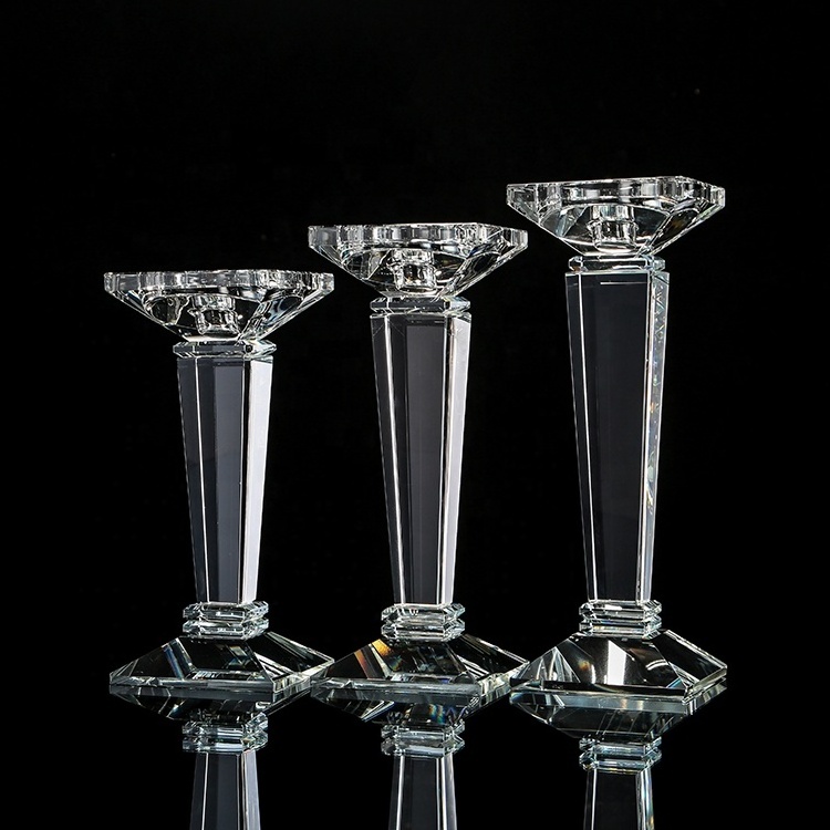 Crystal wedding decoration glass tubes crystal pillar candle holder for decoration