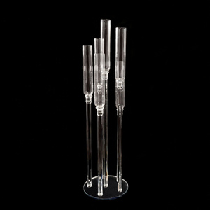 MH-Z200  6 Pillar crystal wedding candlestick crystal candelabra with a centerpiece Crystal Candle Holder