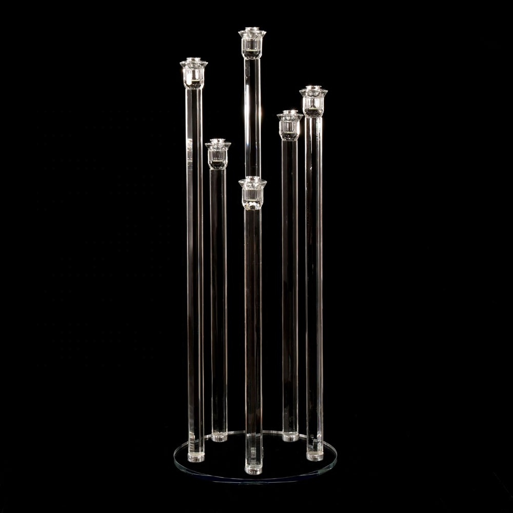 MH-Z200  6 Pillar crystal wedding candlestick crystal candelabra with a centerpiece Crystal Candle Holder