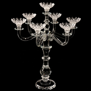 MH-Z199 7 arms flower clear candle holder glass crystal candelabra decorating candle holders