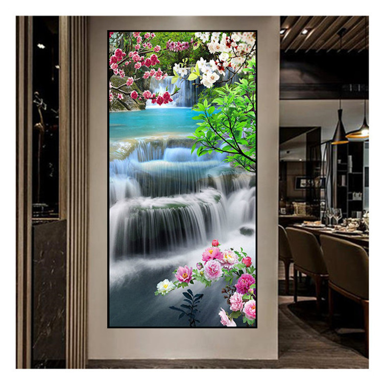 Wholesale diamond painting DIY diamond painting wall waterfall flower landscape home decoration 5D diamond painting