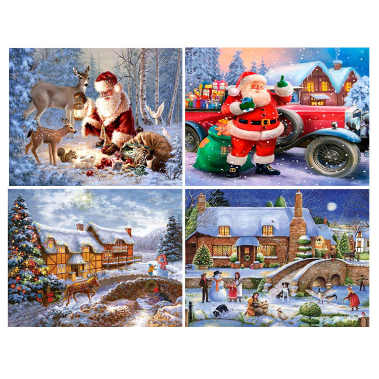 Home decoration cross stitch mural Christmas snow scene wholesale diamond painting DIY 5D diamond painting