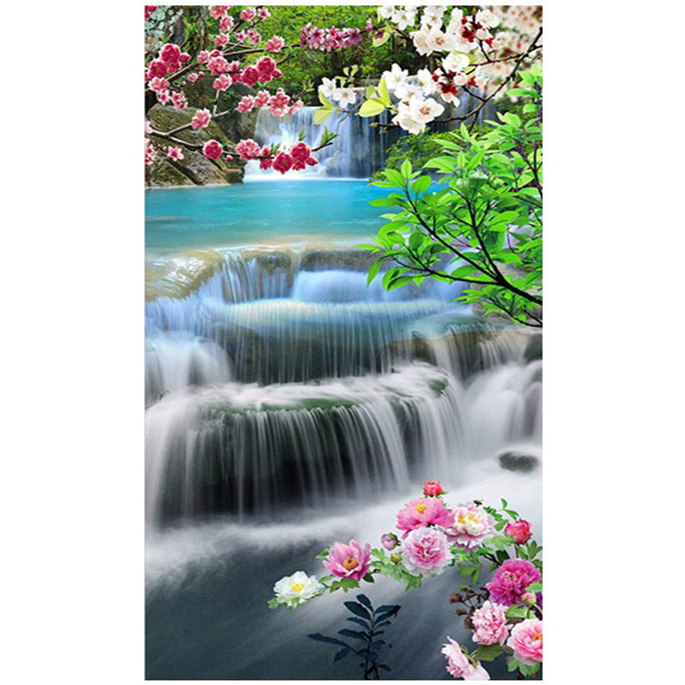 Wholesale diamond painting DIY diamond painting wall waterfall flower landscape home decoration 5D diamond painting