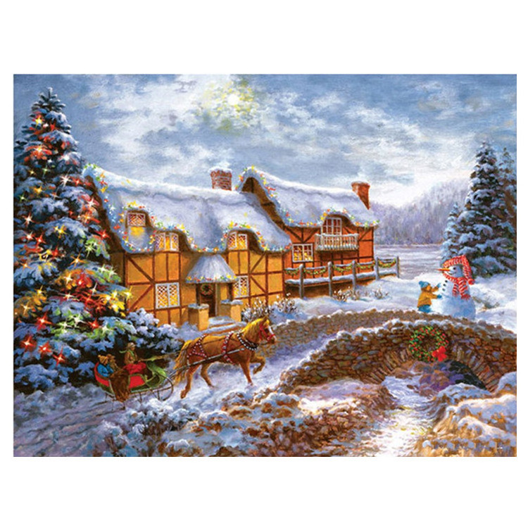 Home decoration cross stitch mural Christmas snow scene wholesale diamond painting DIY 5D diamond painting